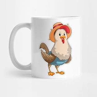 Chicken as Farmer with Hat Mug